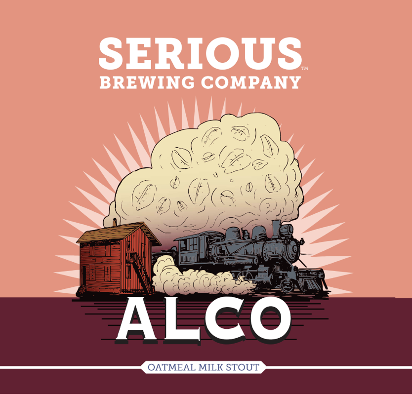 Serious Brewing Company Alco Oatmeal Milk Stout Label Image